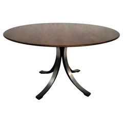 Round  wooden and metal table T69 by Osvaldo Borsani and Eugenio Gerli for Tecno