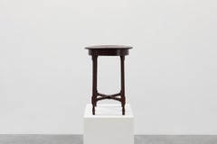 Round wooden Art Deco side table with bobbin legs, France ca. 1900