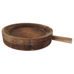 Round Wooden Artisanal Bowl with Handle