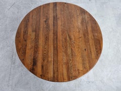Round Wooden Brutalist Coffee Table, 1960s