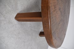 Round wooden brutalist coffee table, 1960s