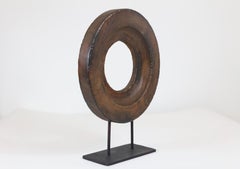 Round Wooden Circle on Metal