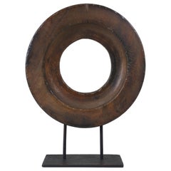 Round Wooden Circle on Metal