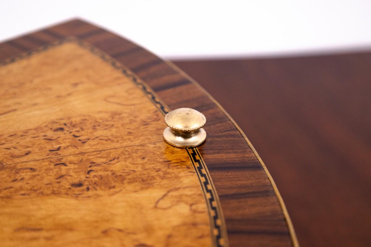 Round Wooden Jewelry Box Multicompartments 8