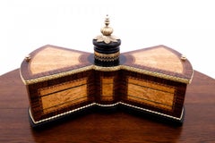 Round Wooden Jewelry Box Multicompartments