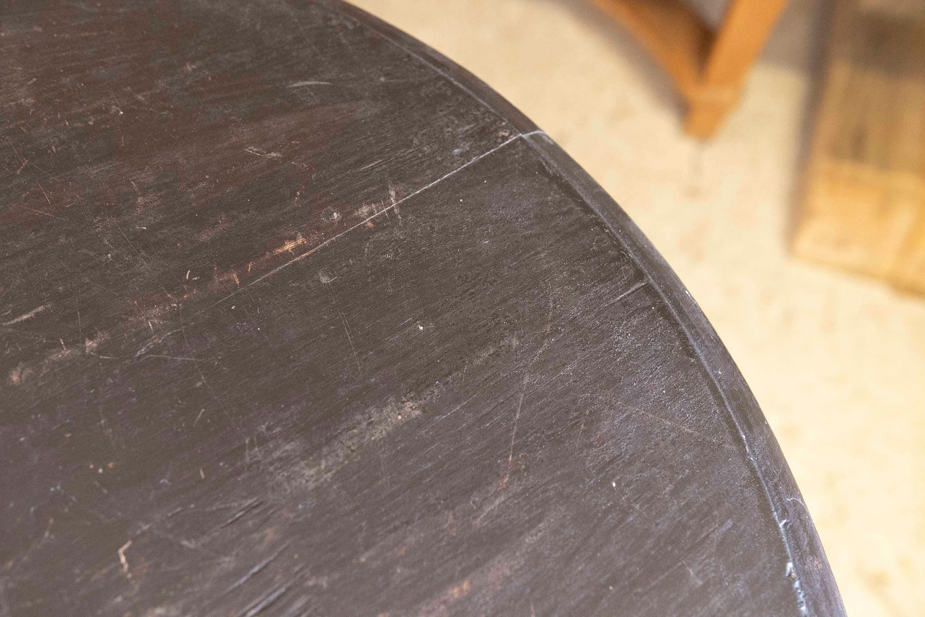 Round Wooden Side Table with Leg in the Middle For Sale 8
