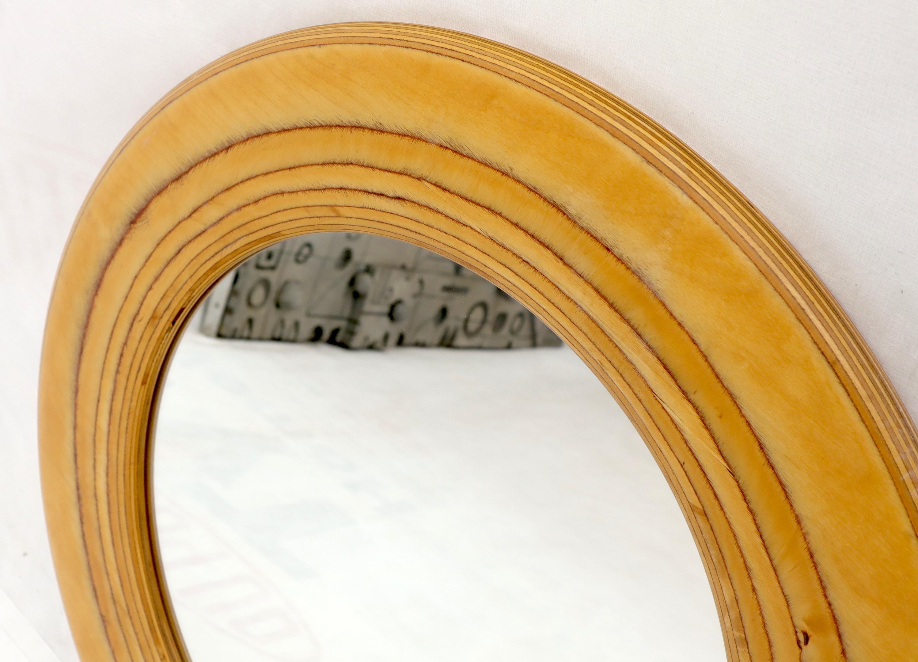 American Round Wooden Studio Made Artist Signed Wall Mirror For Sale