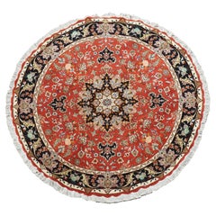 Round Wool and Silk Persian Tabriz