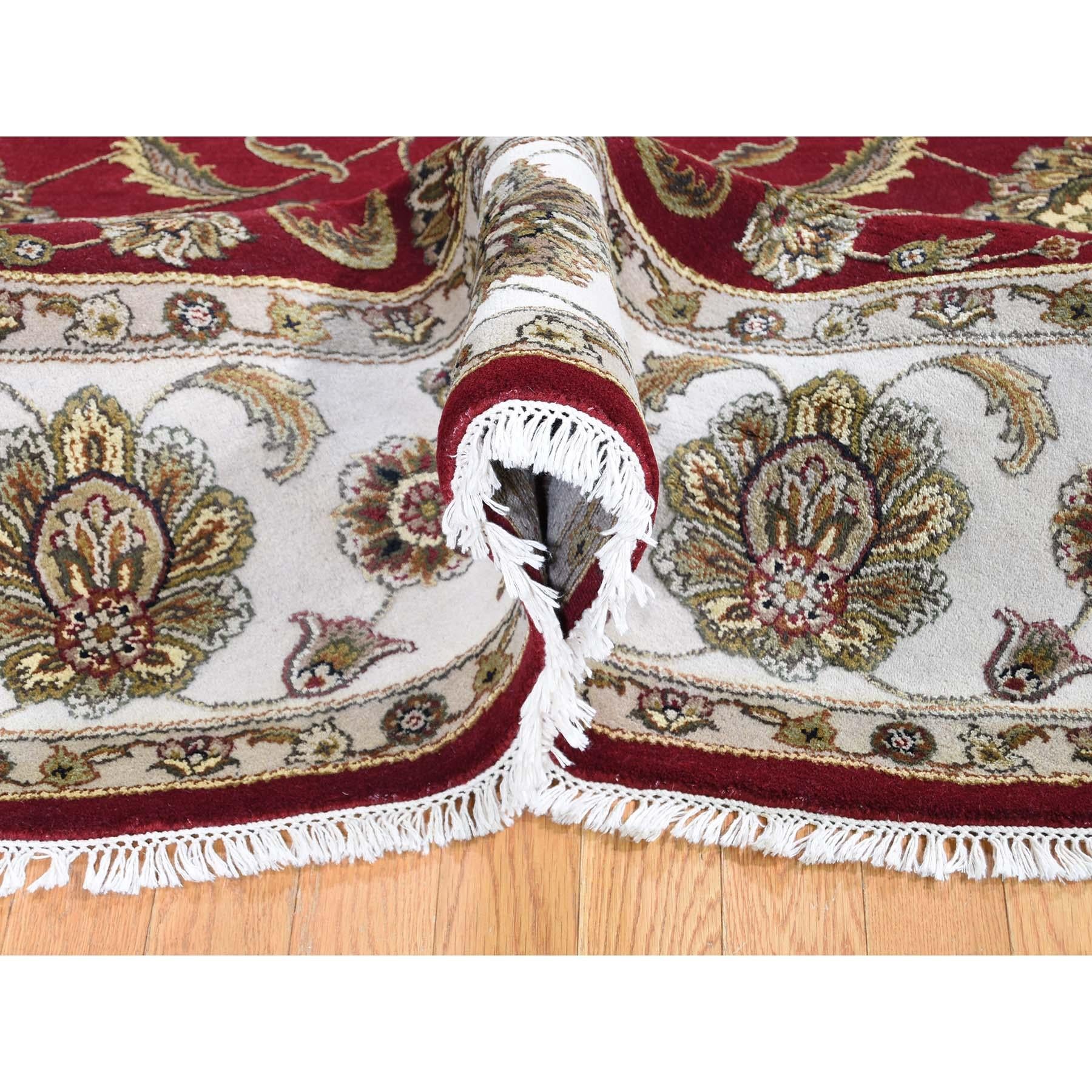 Round Wool and Silk Red Rajasthan Hand Knotted Oriental Rug In New Condition In Carlstadt, NJ