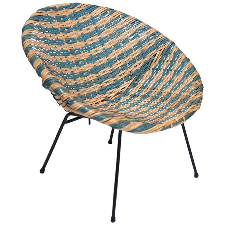 Round Woven Child Chair, Designer Unknown, USA, 1960s For Sale