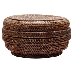 Antique Round Woven Chinese Box, c. 1850