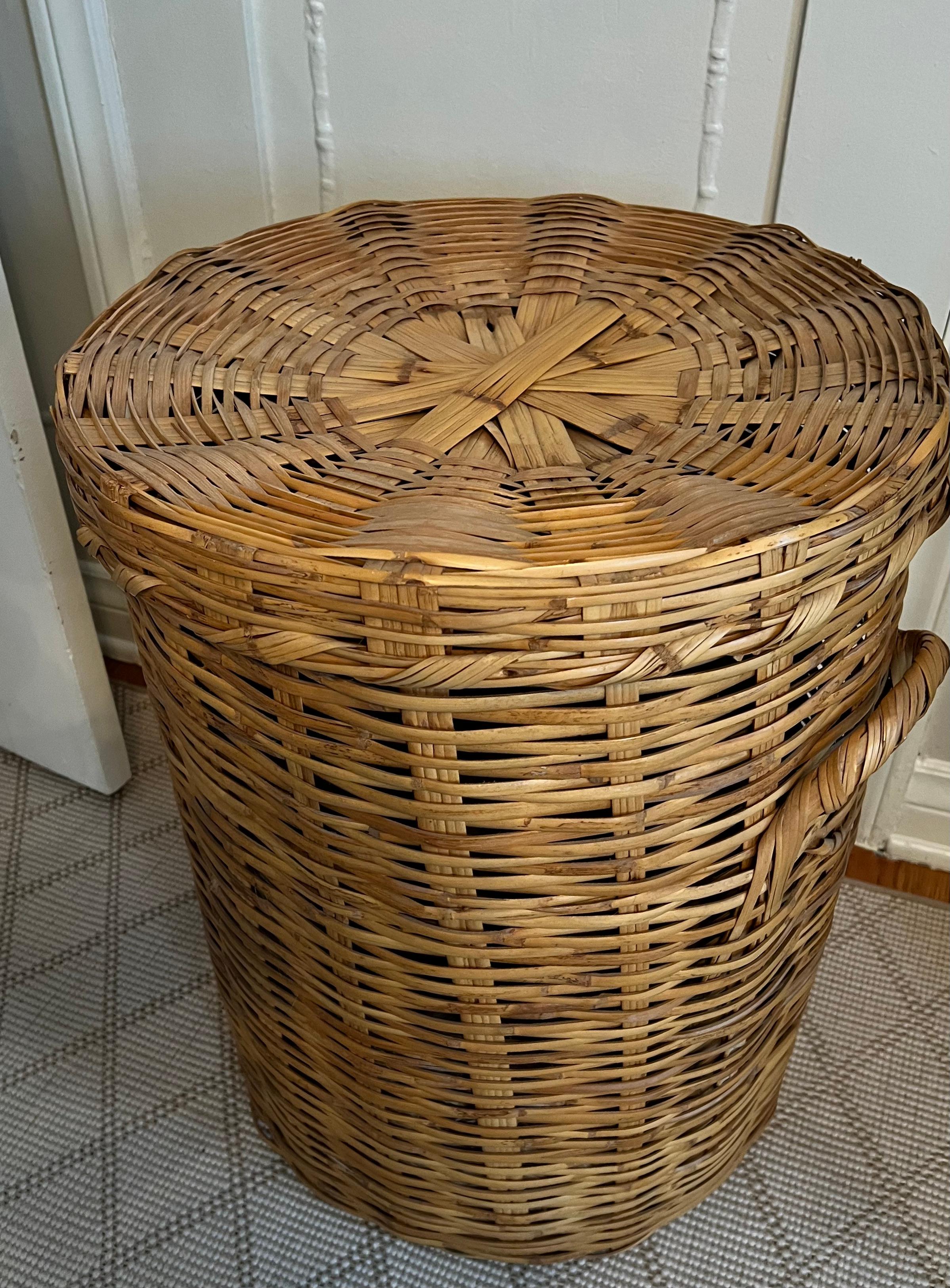 woven wicker laundry basket