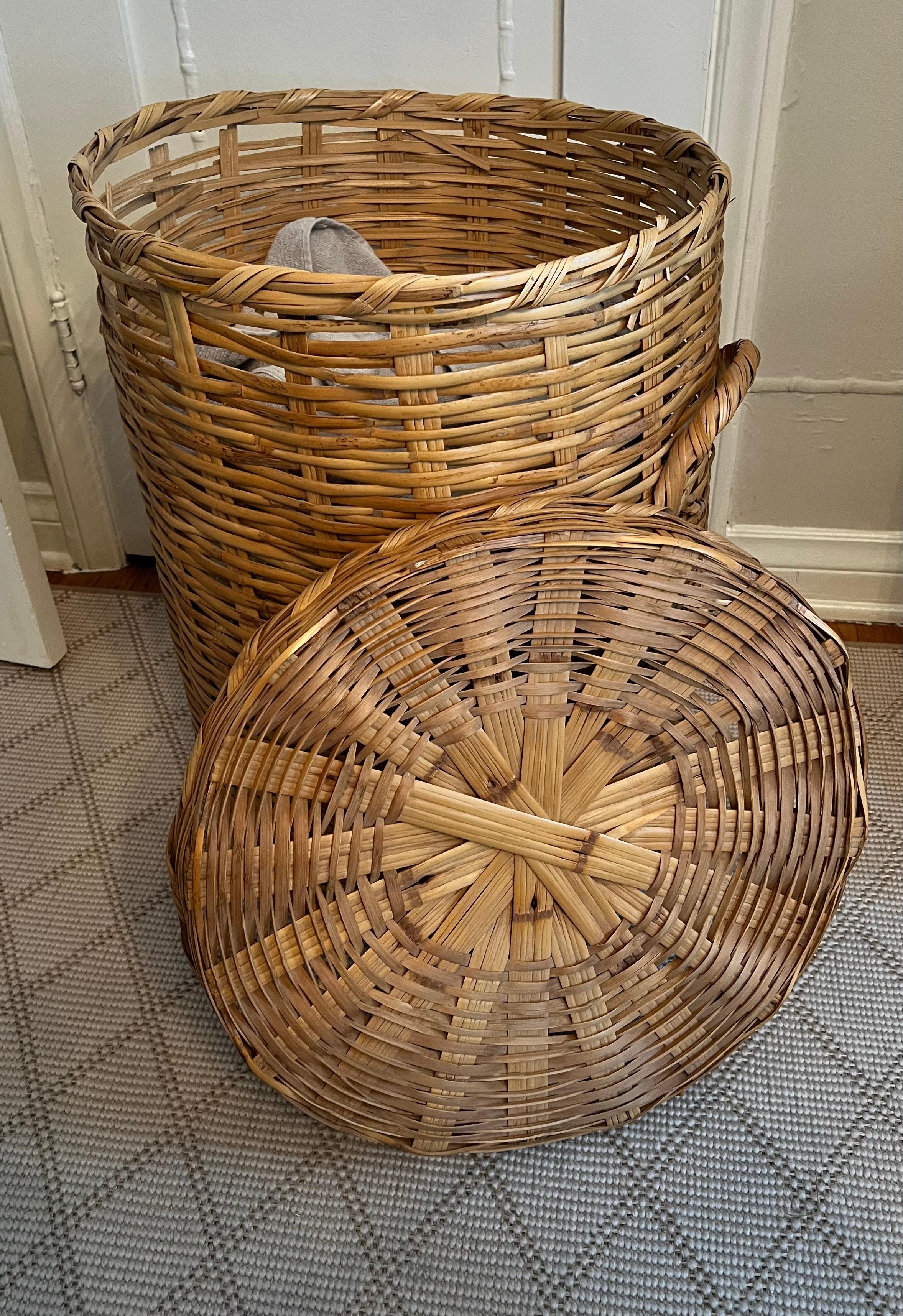 20th Century Round Woven Decorative or Laundry Basket  For Sale
