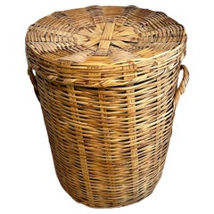 Vintage Round Woven Decorative or Laundry Basket 