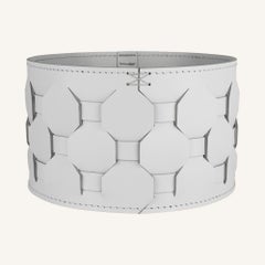 Round Woven Regenerated Leather Basket VASILIS, Italian Design, 24 cm