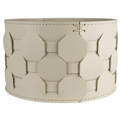 Round Woven Regenerated Leather Basket VASILIS, Italian Design, 24 cm