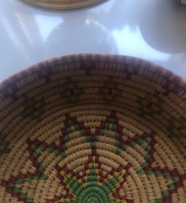American Round Woven Red and Green Decorative Basket
