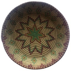 Round Woven Red and Green Decorative Basket