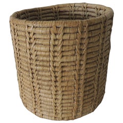 Round Woven Water Hyacinth Wastebasket