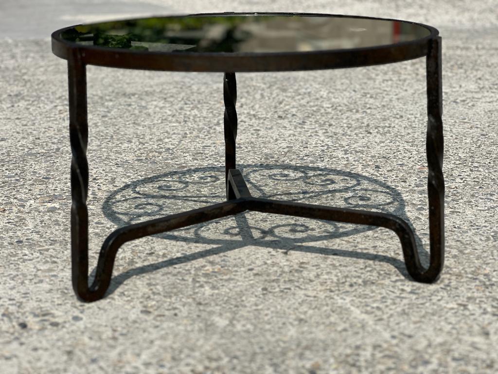 Mid-20th Century Round wrought iron coffee table, French work 1940  For Sale
