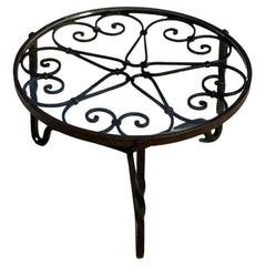 Vintage Round wrought iron coffee table, French work 1940 