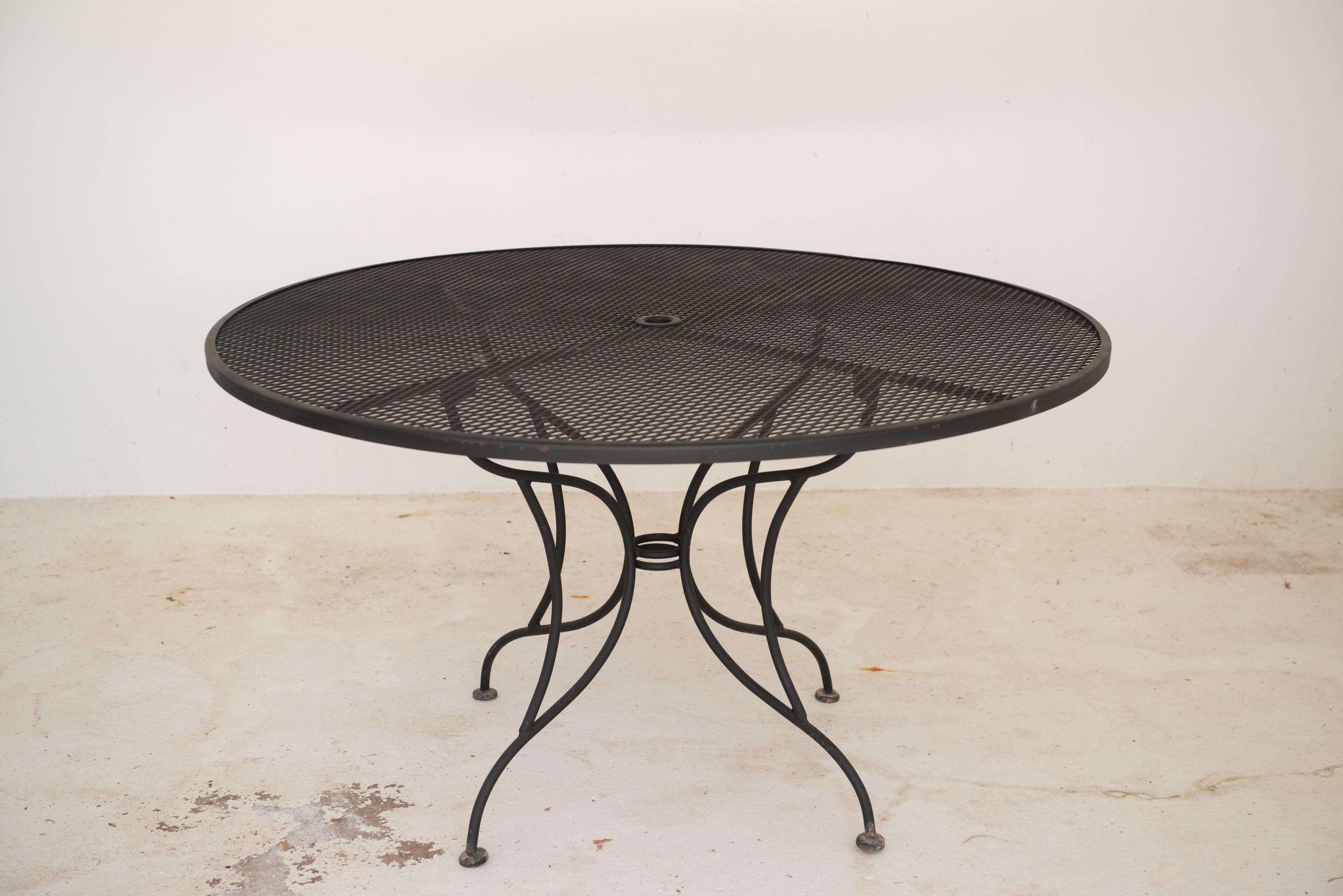 American Round Wrought Iron Dining Table by Woodard For Sale