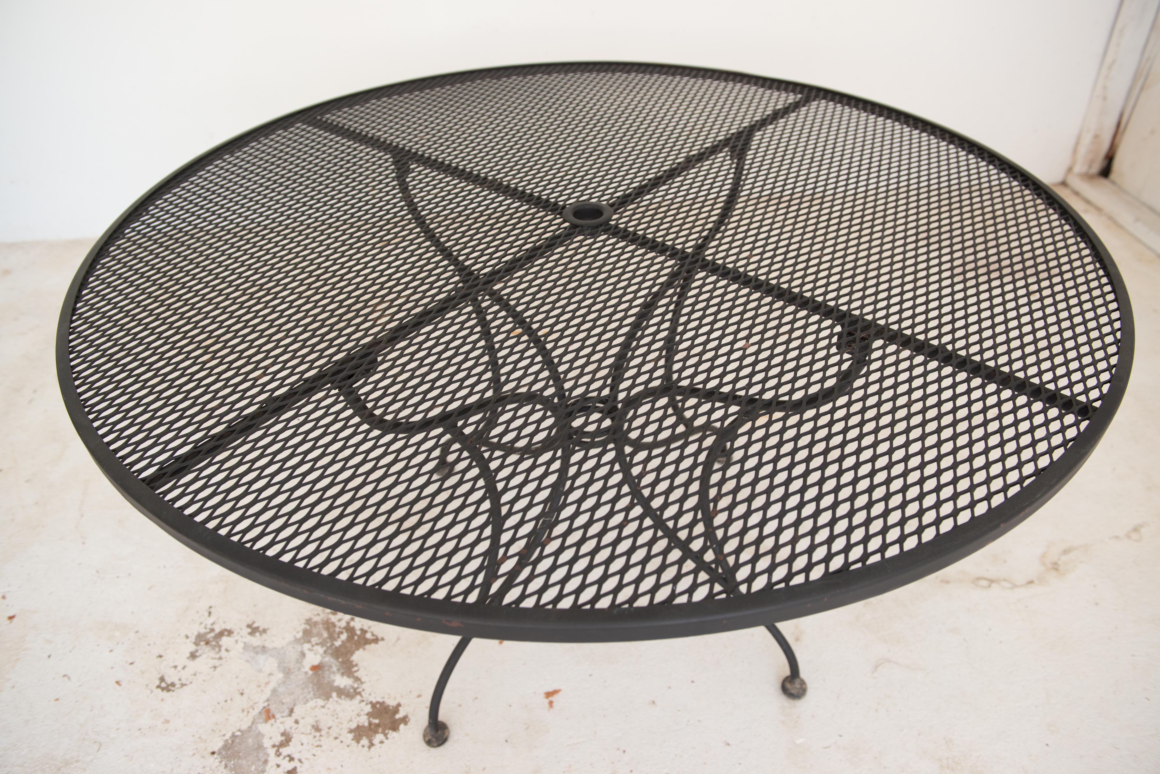 Mid-20th Century Round Wrought Iron Dining Table by Woodard For Sale