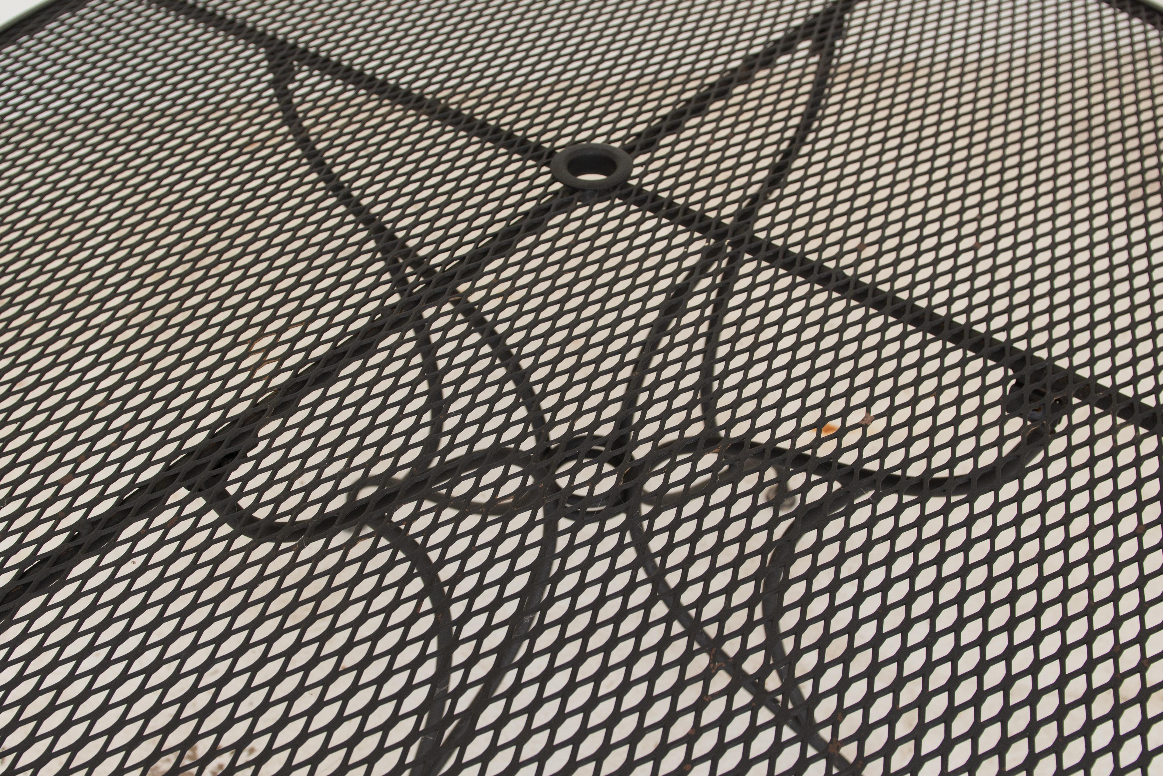 Metal Round Wrought Iron Dining Table by Woodard For Sale