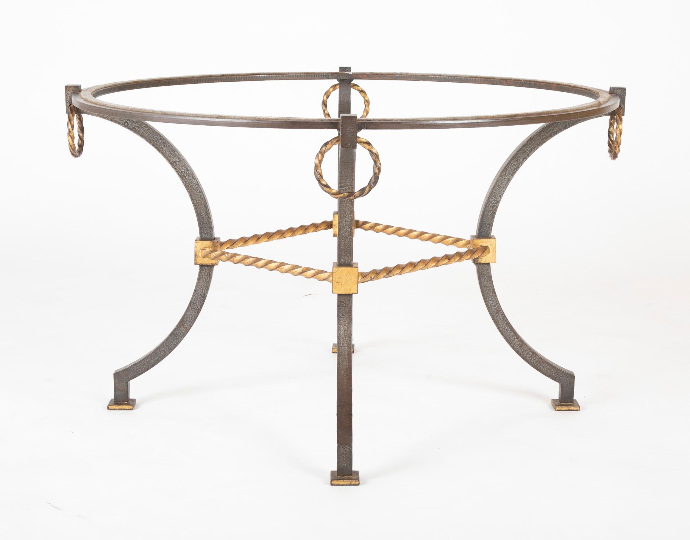 Round Wrought Iron and Églomisé Coffee Table Attributed to Maison Jansen For Sale 5