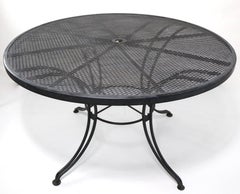 Round Wrought Iron Garden Patio Table Attributed to Woodard