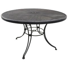 Round Wrought Iron Garden Patio Table Attributed to Woodard