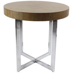 Round Y Table Wood with Chrome Sides
