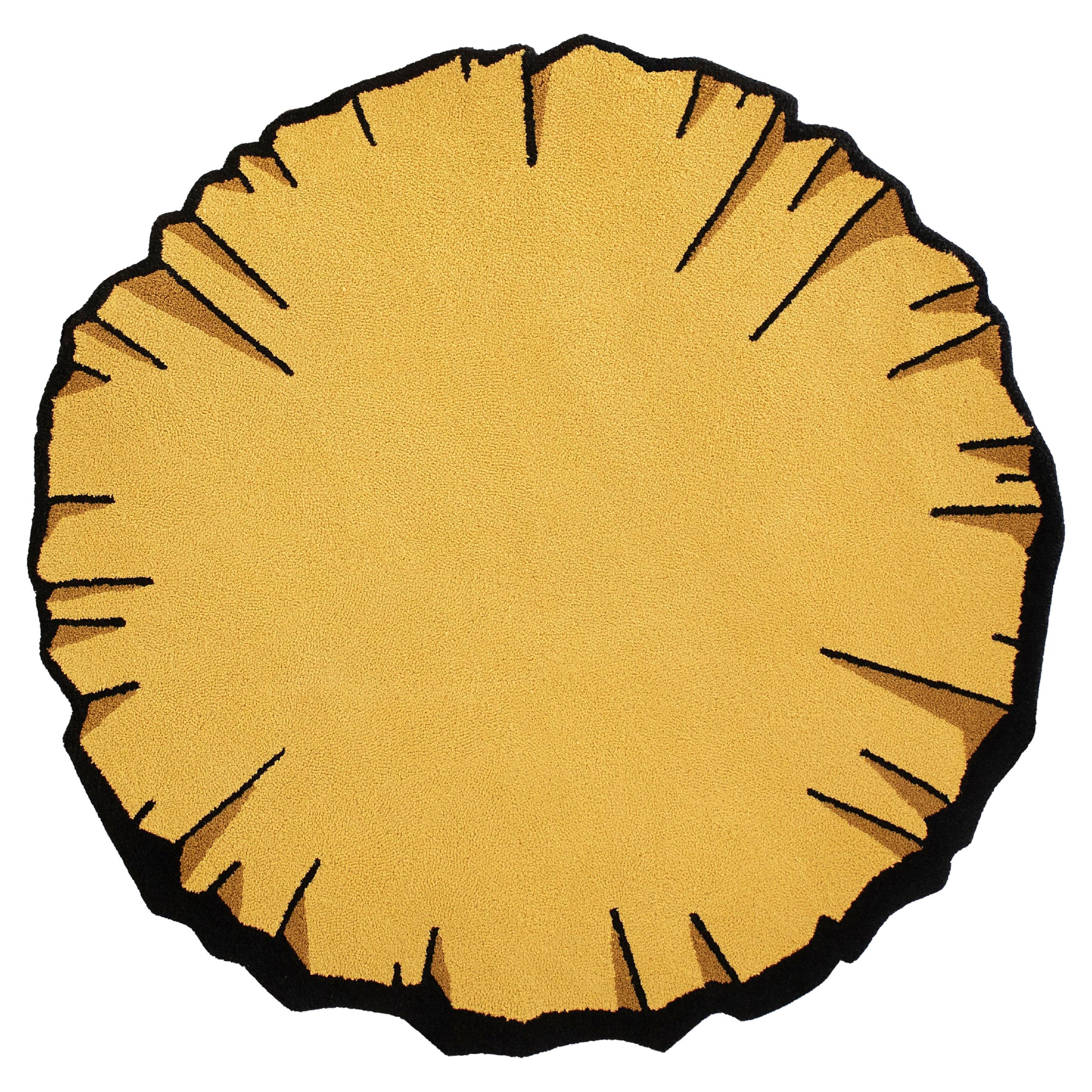 Round Yellow Crumpled Rug from Graffiti Collection by Paulo Kobylka For Sale