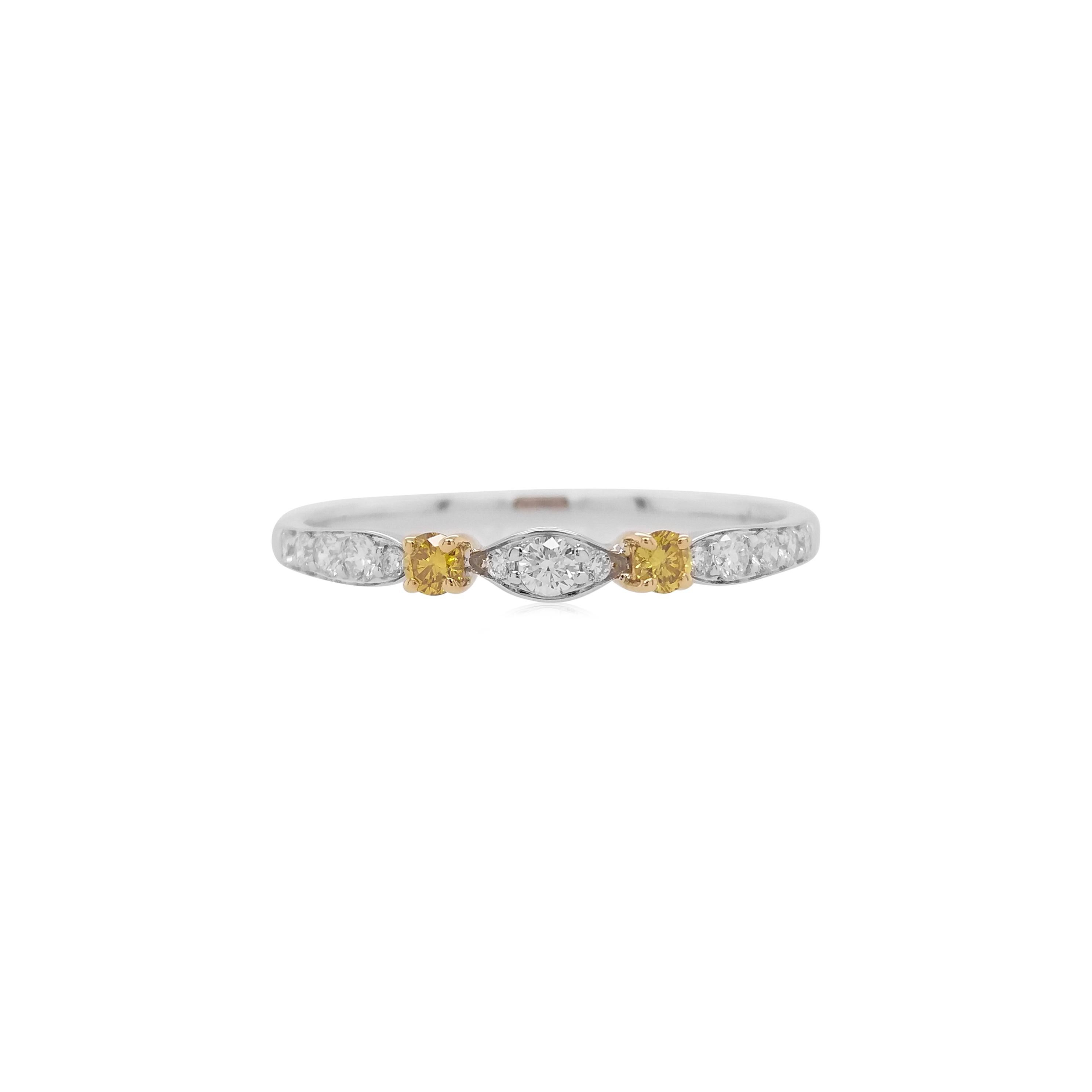 An elegant ring with round brilliant cut Yellow diamonds set in a band of white diamonds

Yellow Diamonds- 0.07 cts
White Diamond - 0.15 cts

HYT Jewelry is a privately owned company headquartered in Hong Kong, with branches in Tokyo, New York, and
