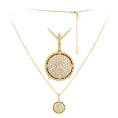 Round Yellow Gold 18K Necklace Diamond for Her