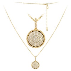Round Yellow Gold 18K Necklace Diamond for Her