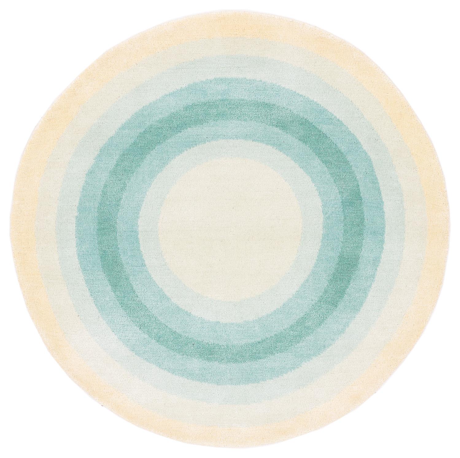 Round Yellow Green Pop Silk Wool Accessory Rug June Bullseye by Joseph ...