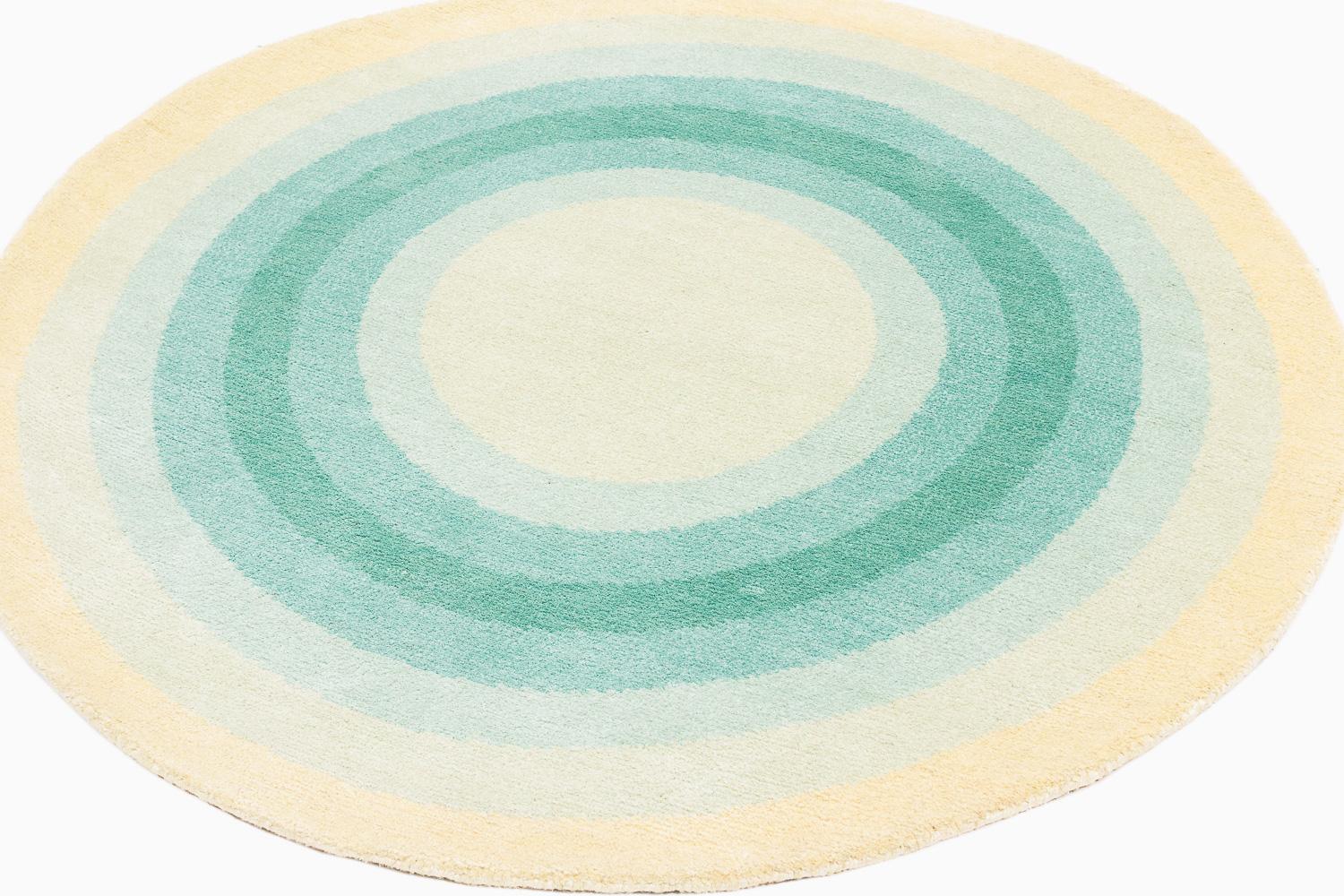 Round Yellow Green Pop Silk Wool Accessory Rug June Bullseye by Joseph ...