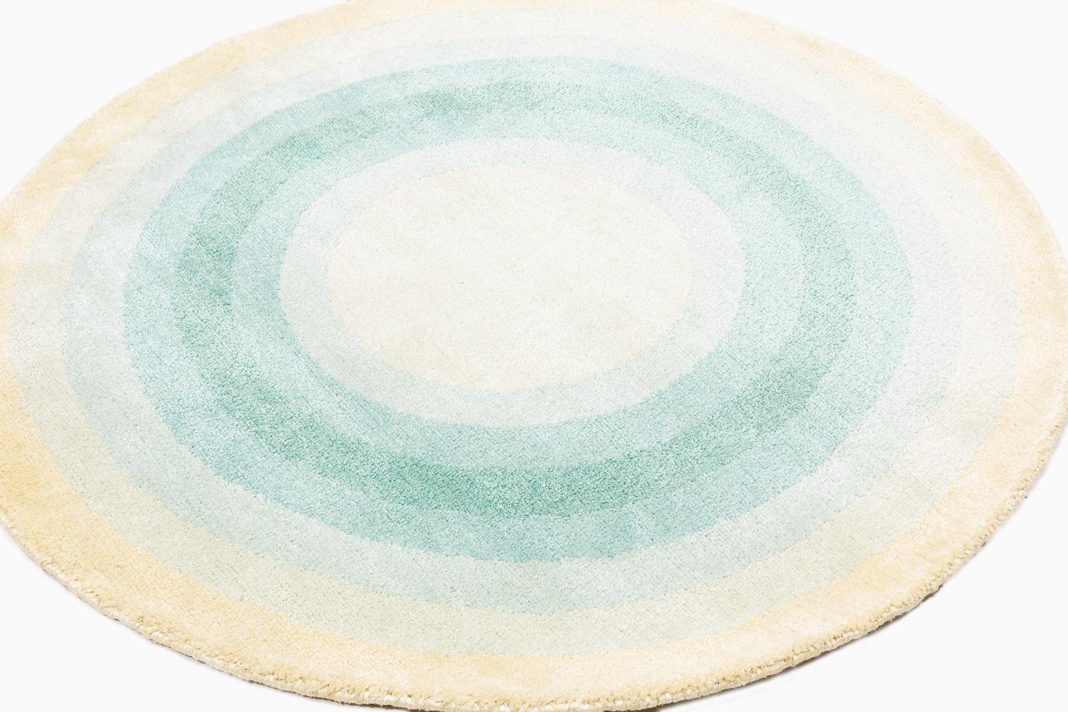 Round Yellow Green Pop Silk Wool Accessory Rug June Bullseye by Joseph ...