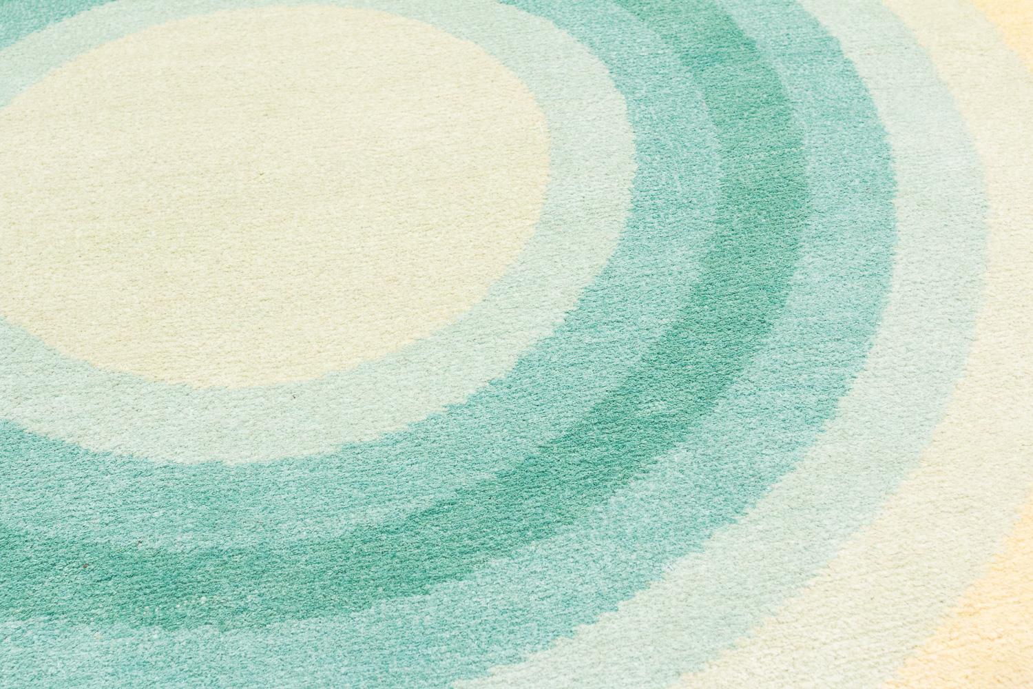Round Yellow Green Pop Silk Wool Accessory Rug June Bullseye by Joseph ...