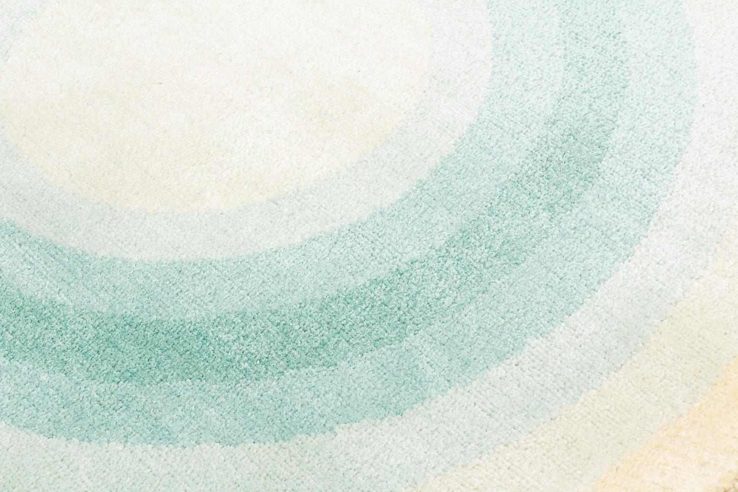 Round Yellow Green Pop Silk Wool Accessory Rug June Bullseye by Joseph ...