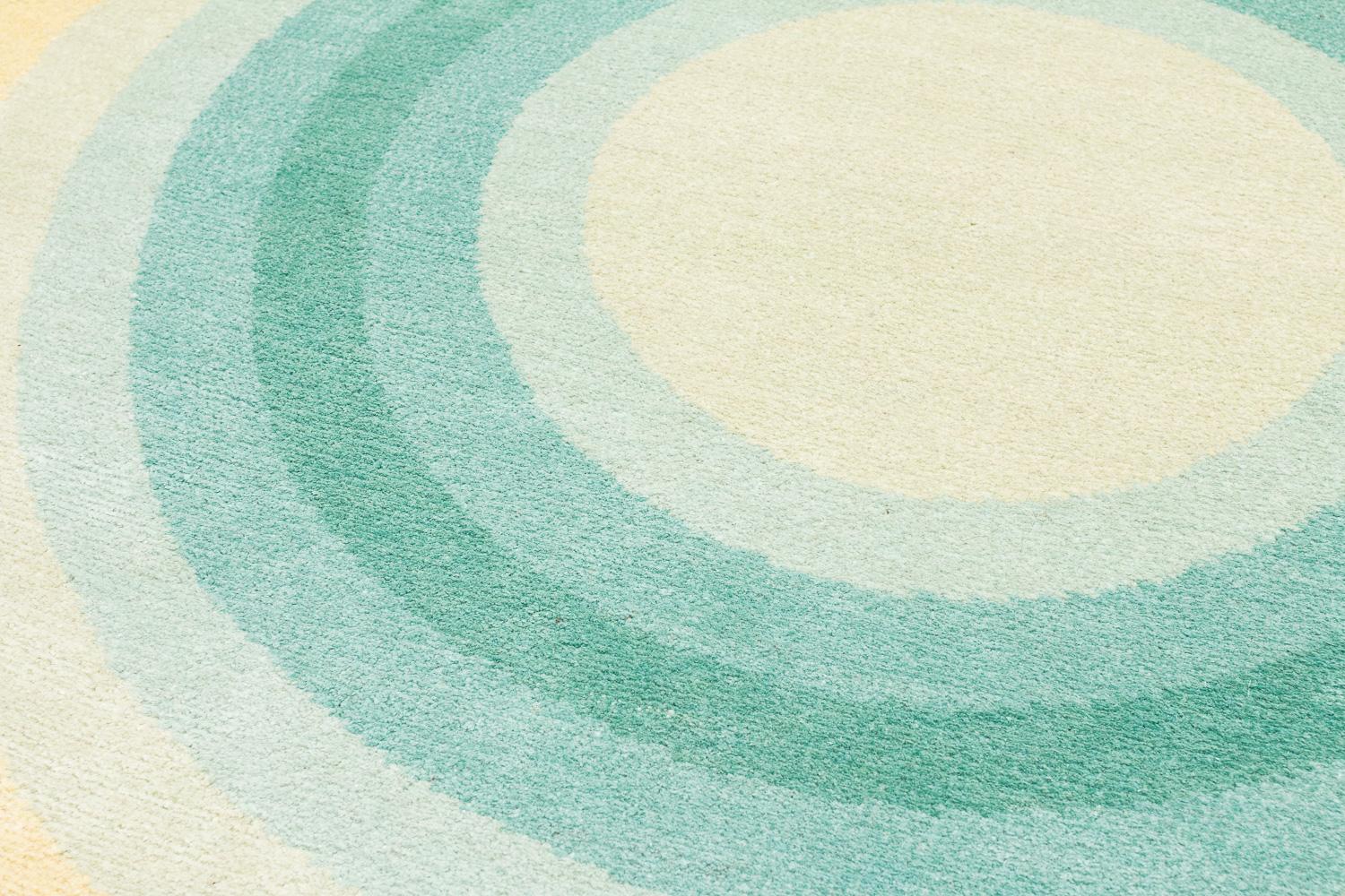 Round Yellow Green Pop Silk Wool Accessory Rug June Bullseye by Joseph ...