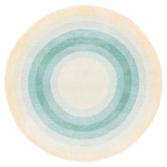 Round Yellow Green Pop Silk Wool Accessory Rug June Bullseye by Joseph Carini