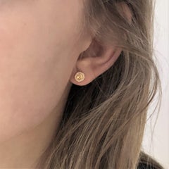 Round Yellow Sapphire Braided Bezel Set Stud Earrings