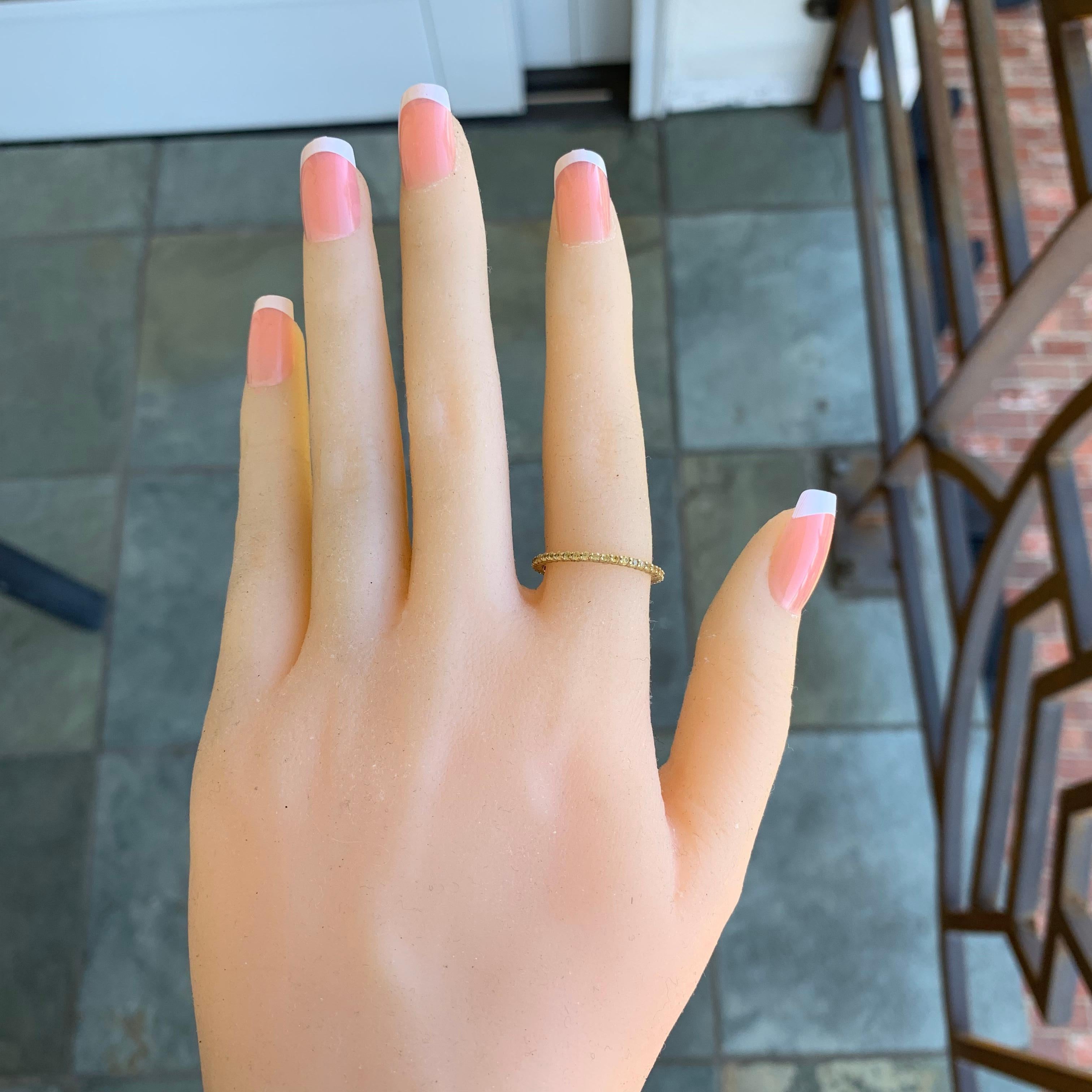 Modern Round Yellow Sapphire Eternity Band 14 Karat White Gold For Sale