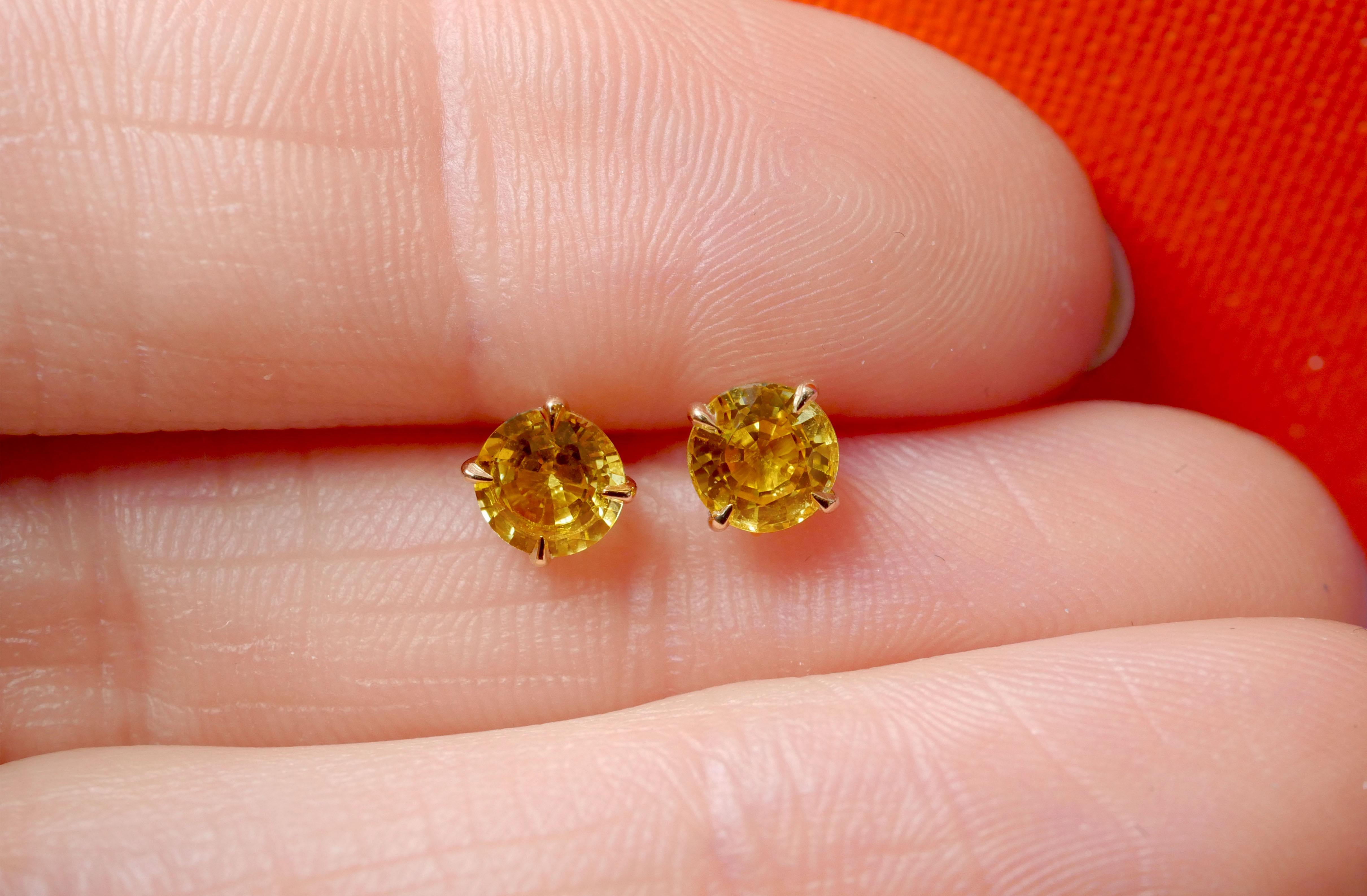 yellow sapphire ear studs