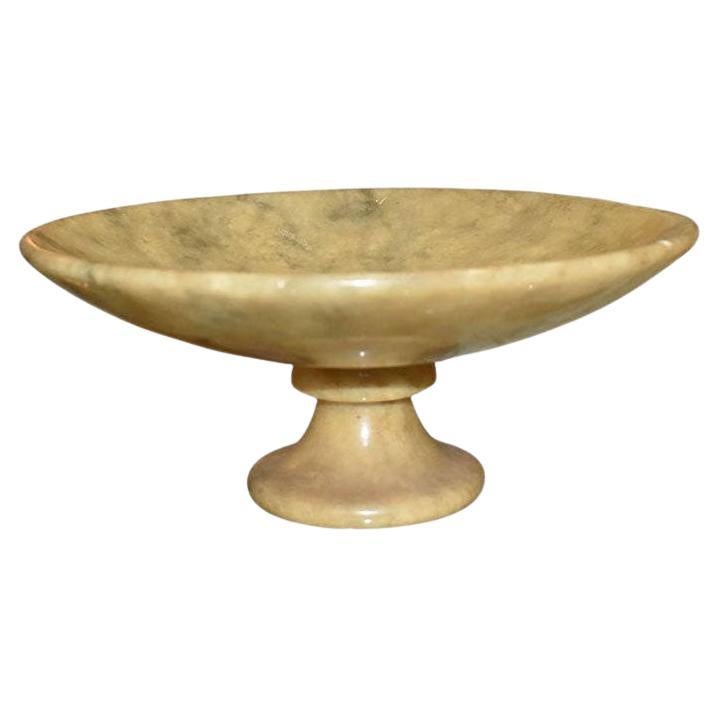 Round Yellow Stone Decorative Bowl or Catchall on Pedestal - Italy For Sale