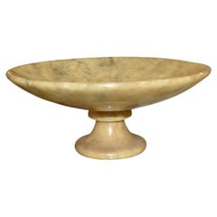 Round Yellow Stone Decorative Bowl or Catchall on Pedestal - Italy