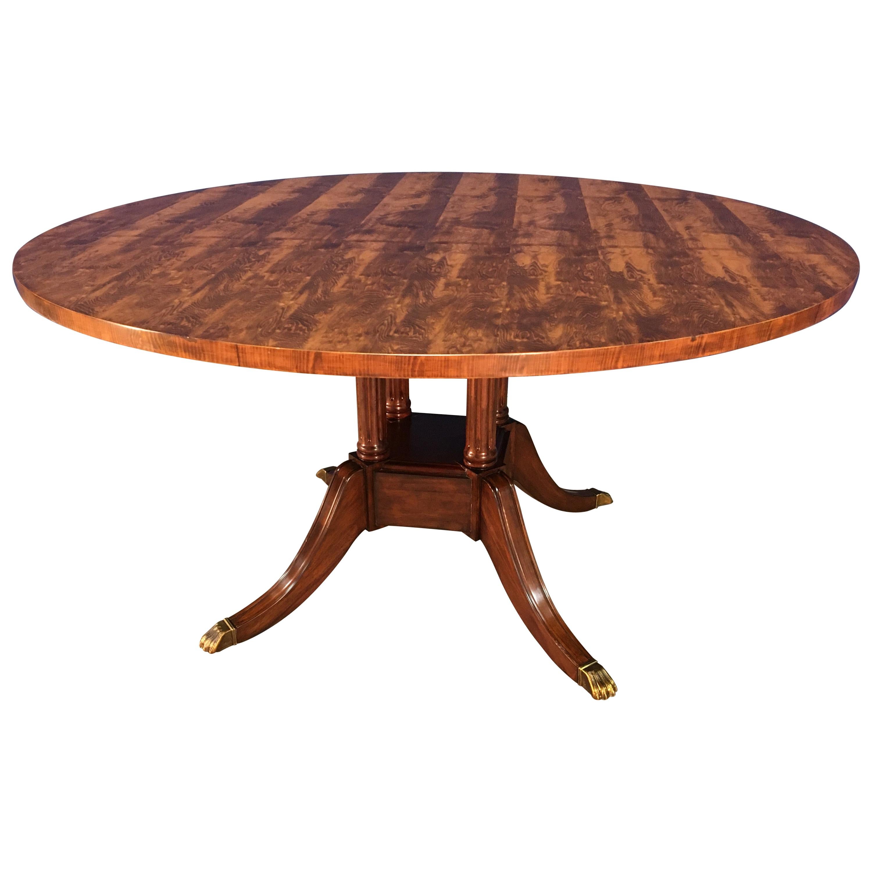 Round Yew Wood Georgian Style Pedestal Dining Table by Leighton Hall For Sale