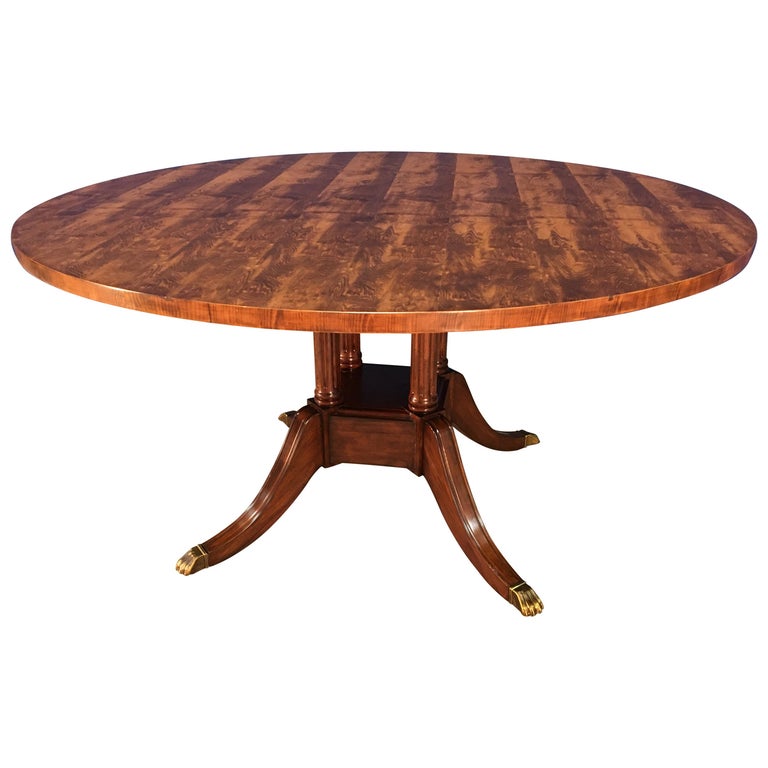 Round Yew Wood Georgian Style Pedestal Dining Table by Leighton